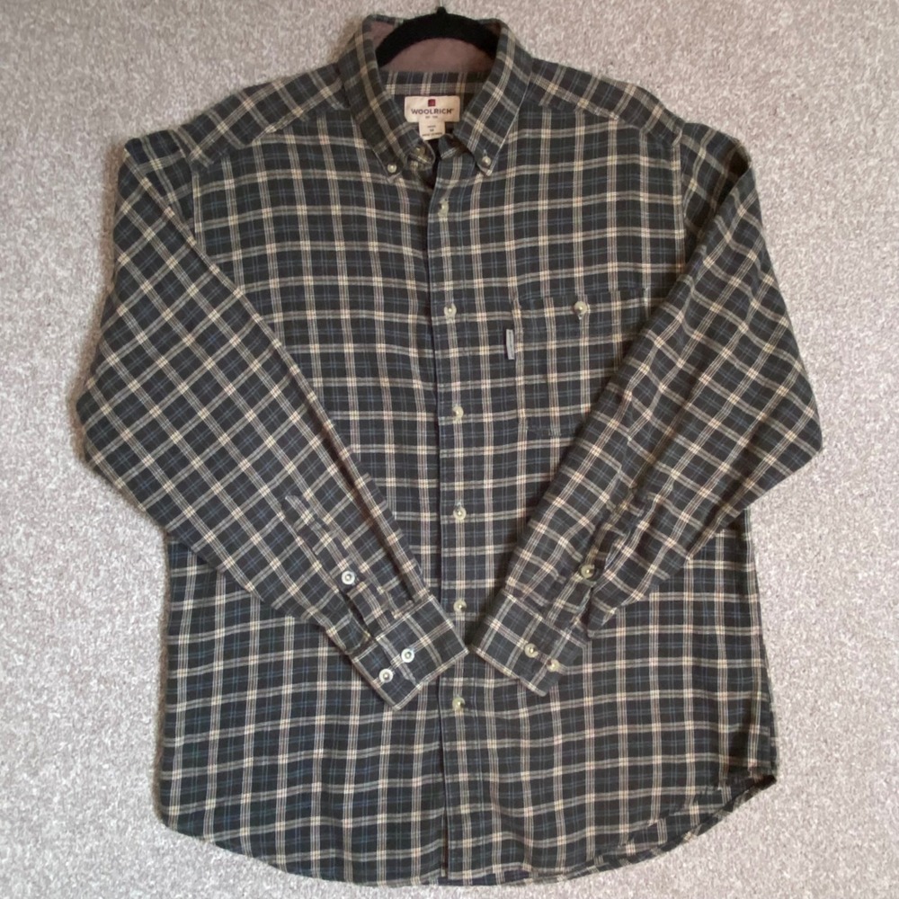 WOOLRICH Mens Flannel Plaid Button Down Shirt Long Sleeve Size Medium